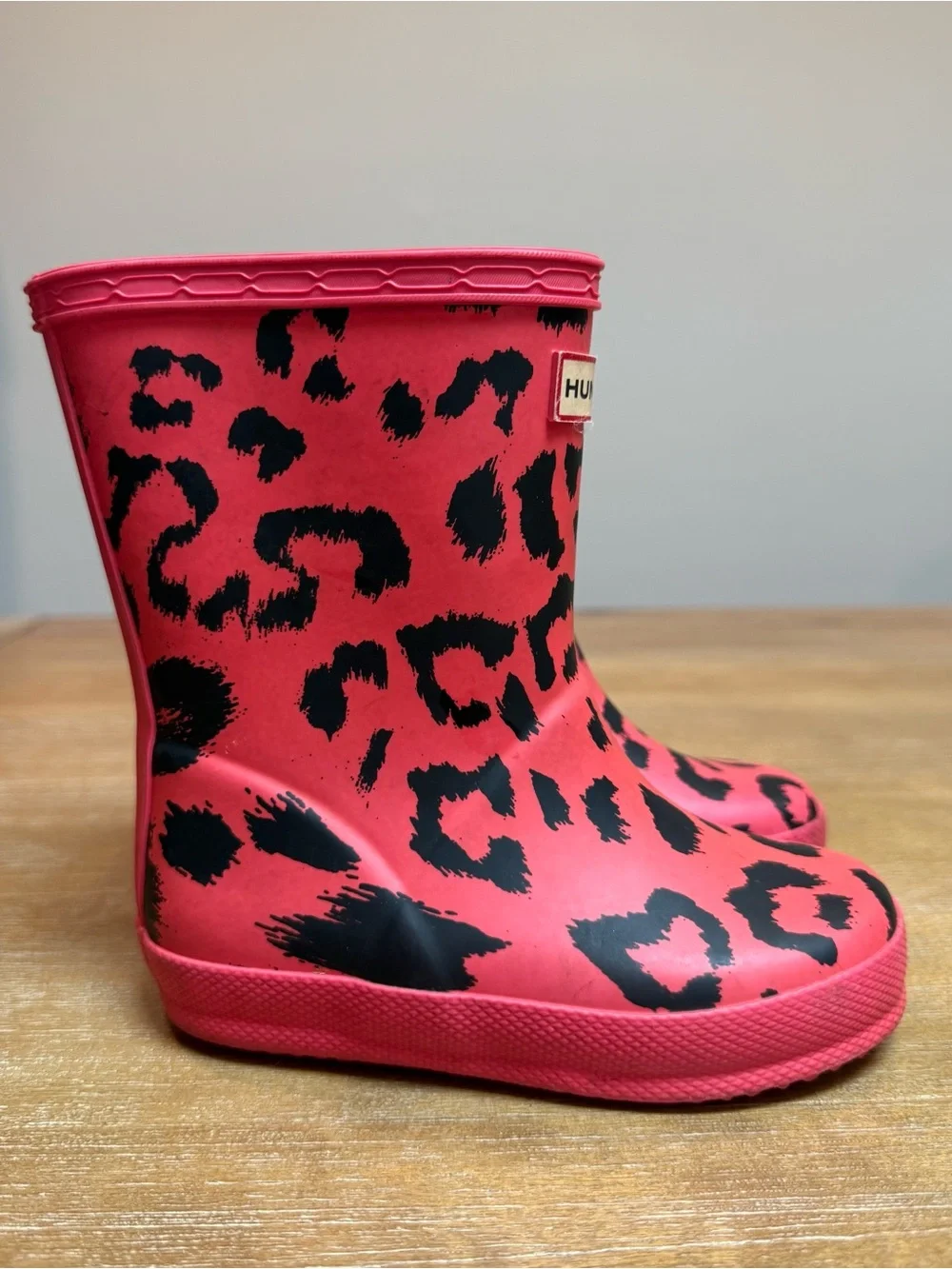 Hunter Kids First Classic Rain Boots Hybrid Print in Arcade Pink Waterproof Sz 7